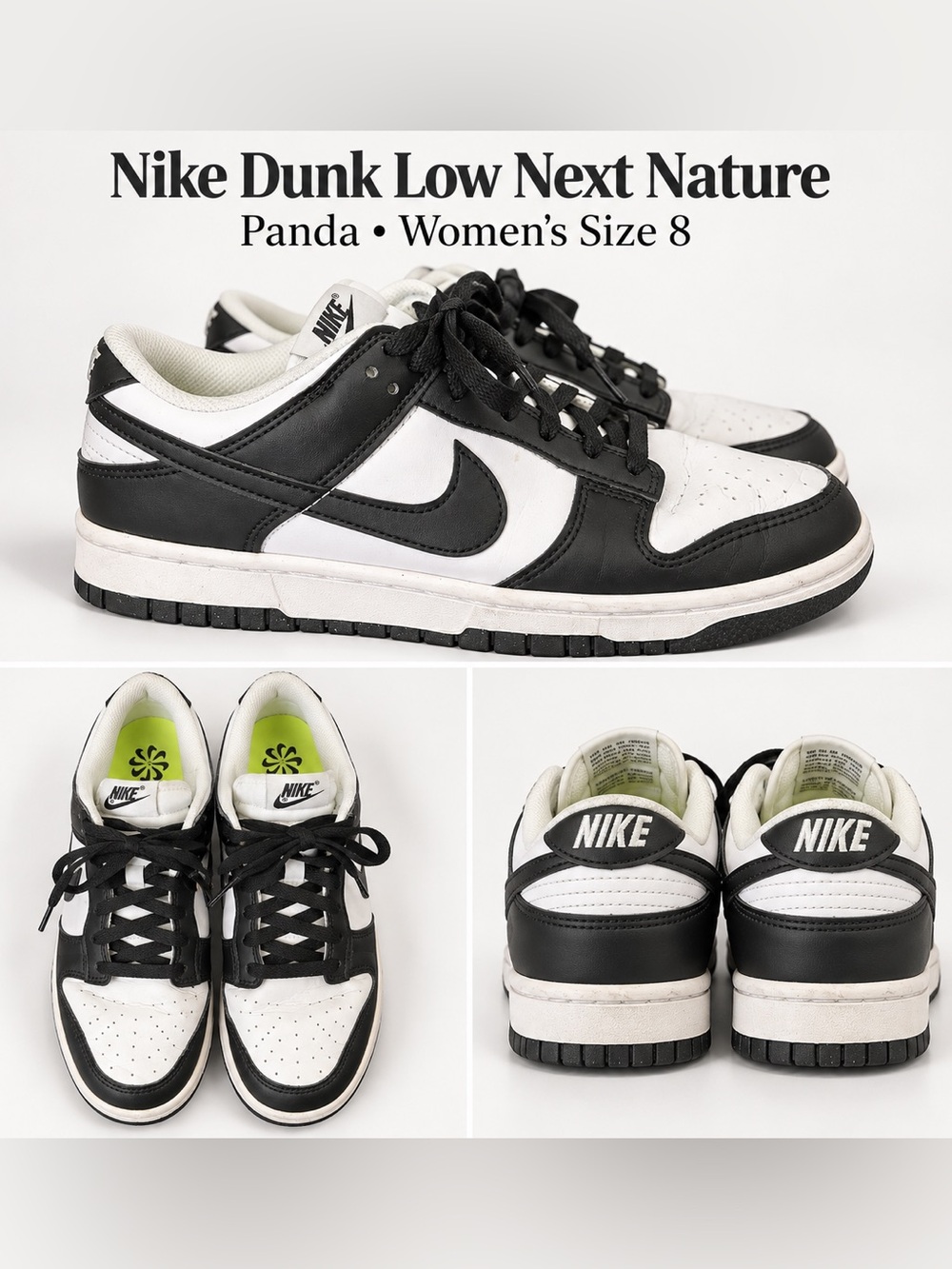 Nike women’s Dunk Low Next Nature Panda Women’s Size 8 DD1873-102